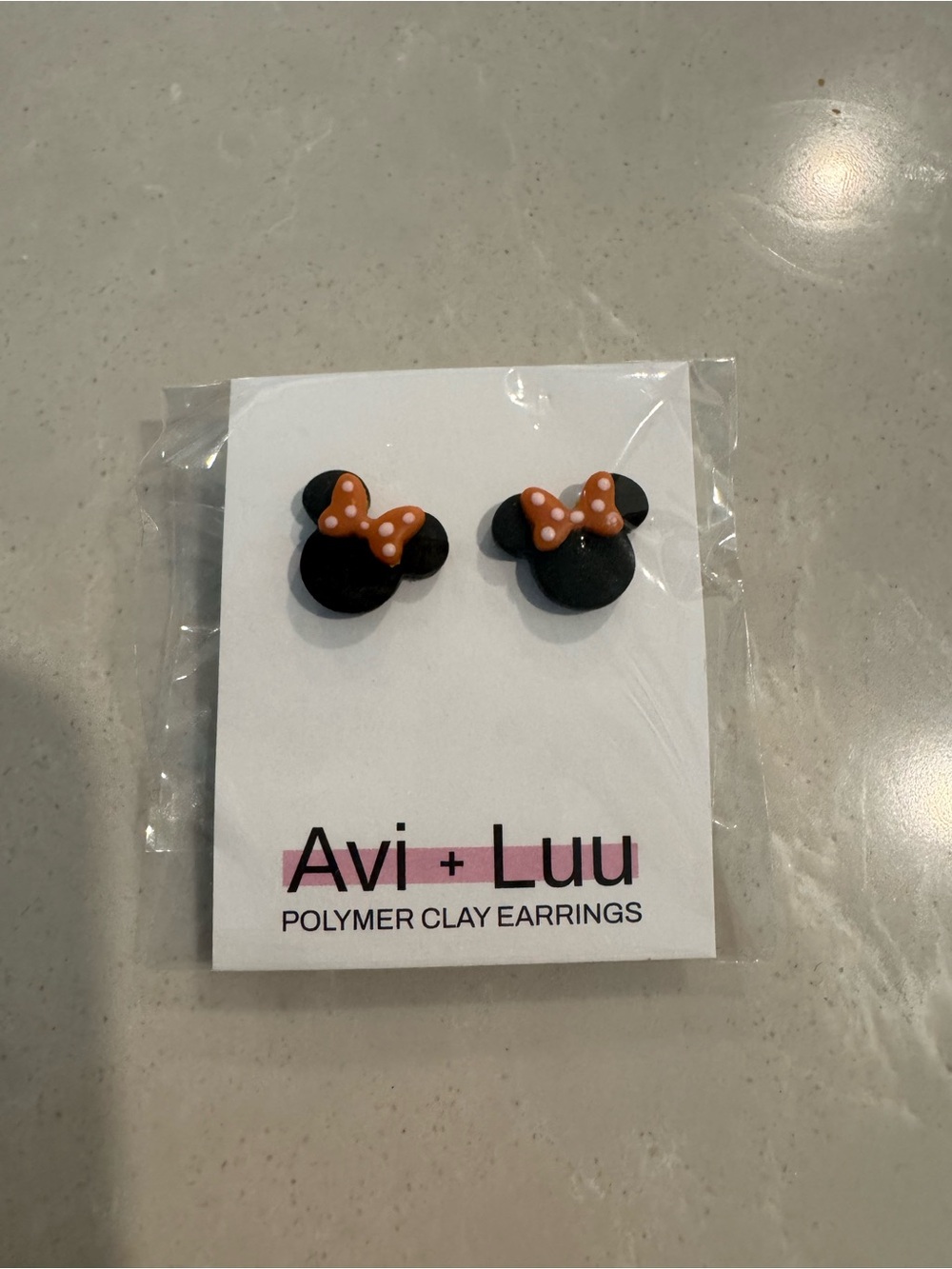 Disney Halloween Black Minnie Mouse Stud Earrings with Orange Polka-Dot Bows